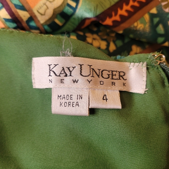 Kay Unger 100% Silk Satin Floral Halter Formal Dress sz 4 - Picture 6 of 10